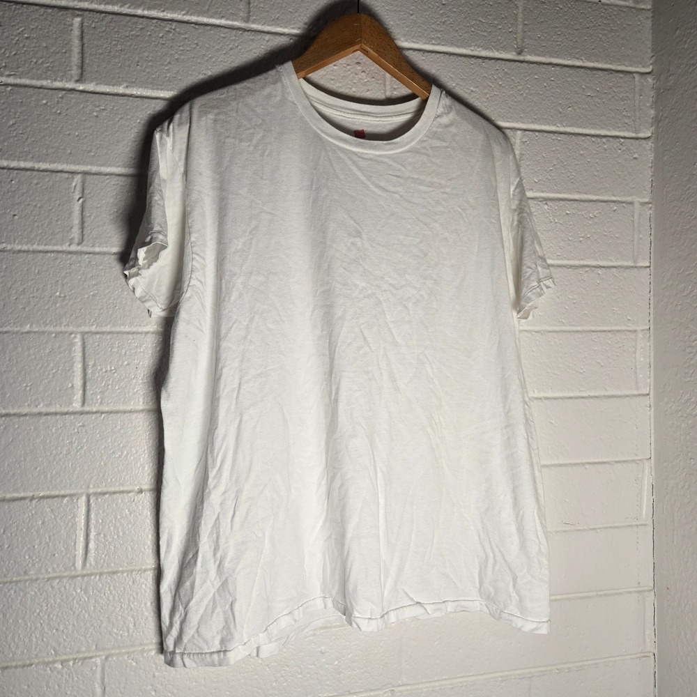 Vtg Hanes Single Stitch Mens T-Shirt White 100% Cotton Short Sleeve Basic Tee 2X